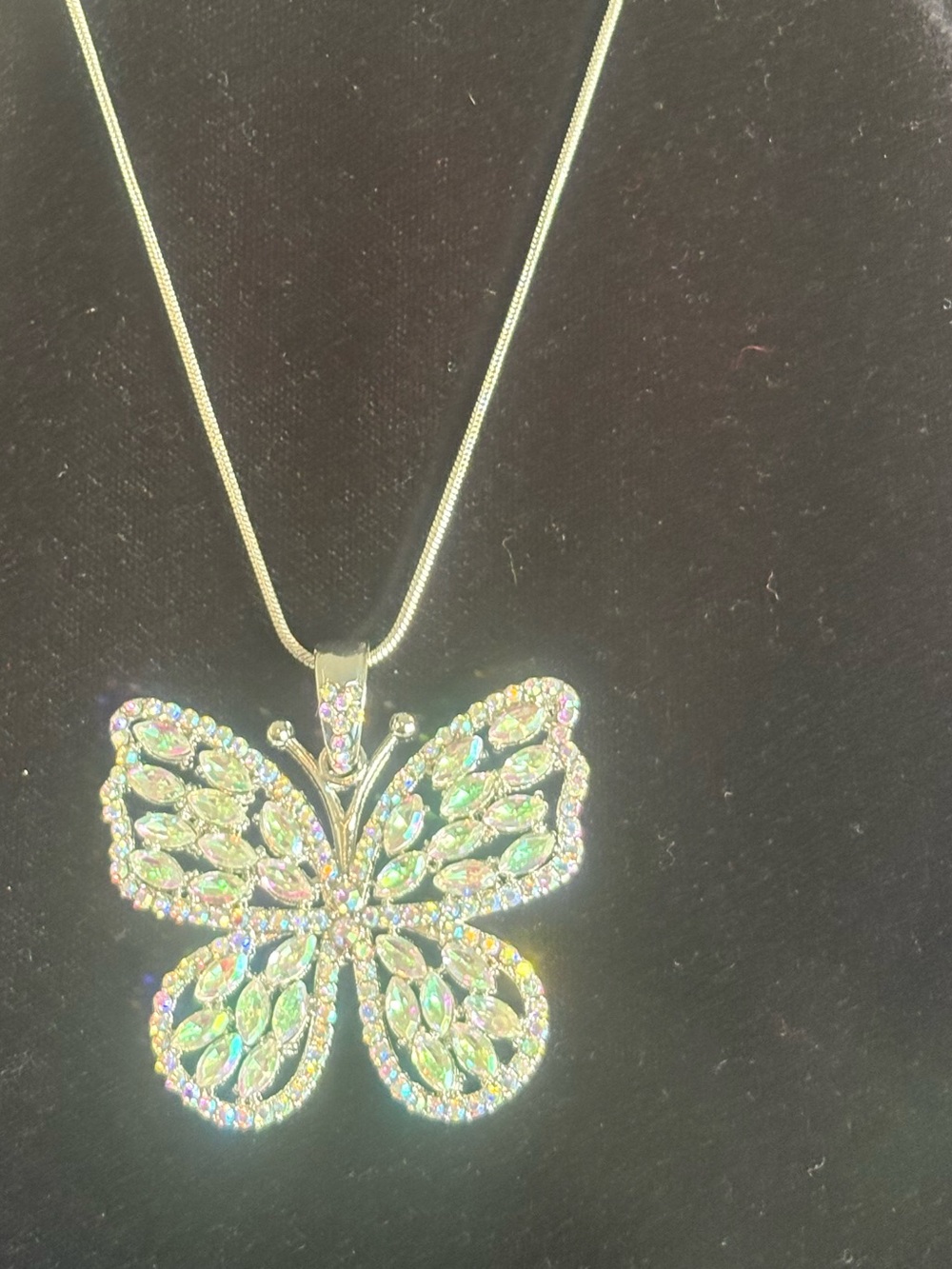 Iridescent Butterfly Pendant Necklace - Women Jewelry